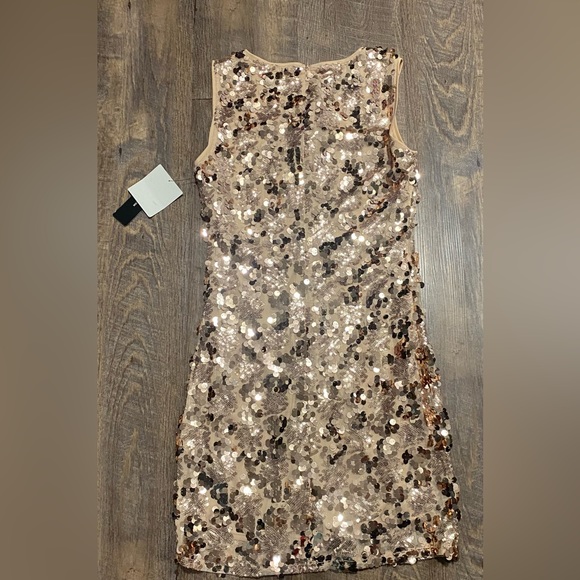 NWT Lulus Cheers Rose Gold Sequin Sleeveless Bodycon Dress size small - Picture 7 of 9